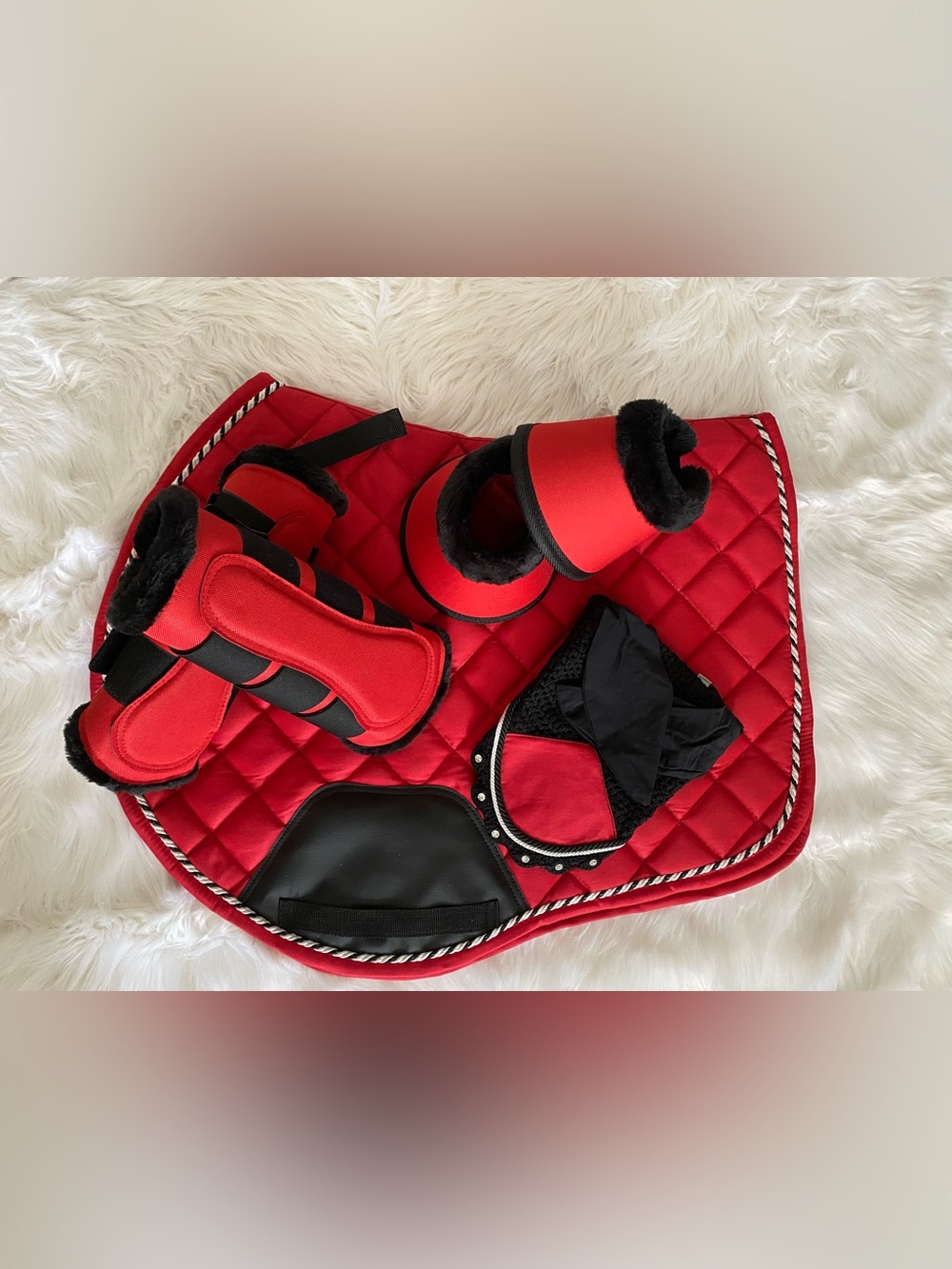 Red Equestrian Saddle Pad & Matching Accessories Set